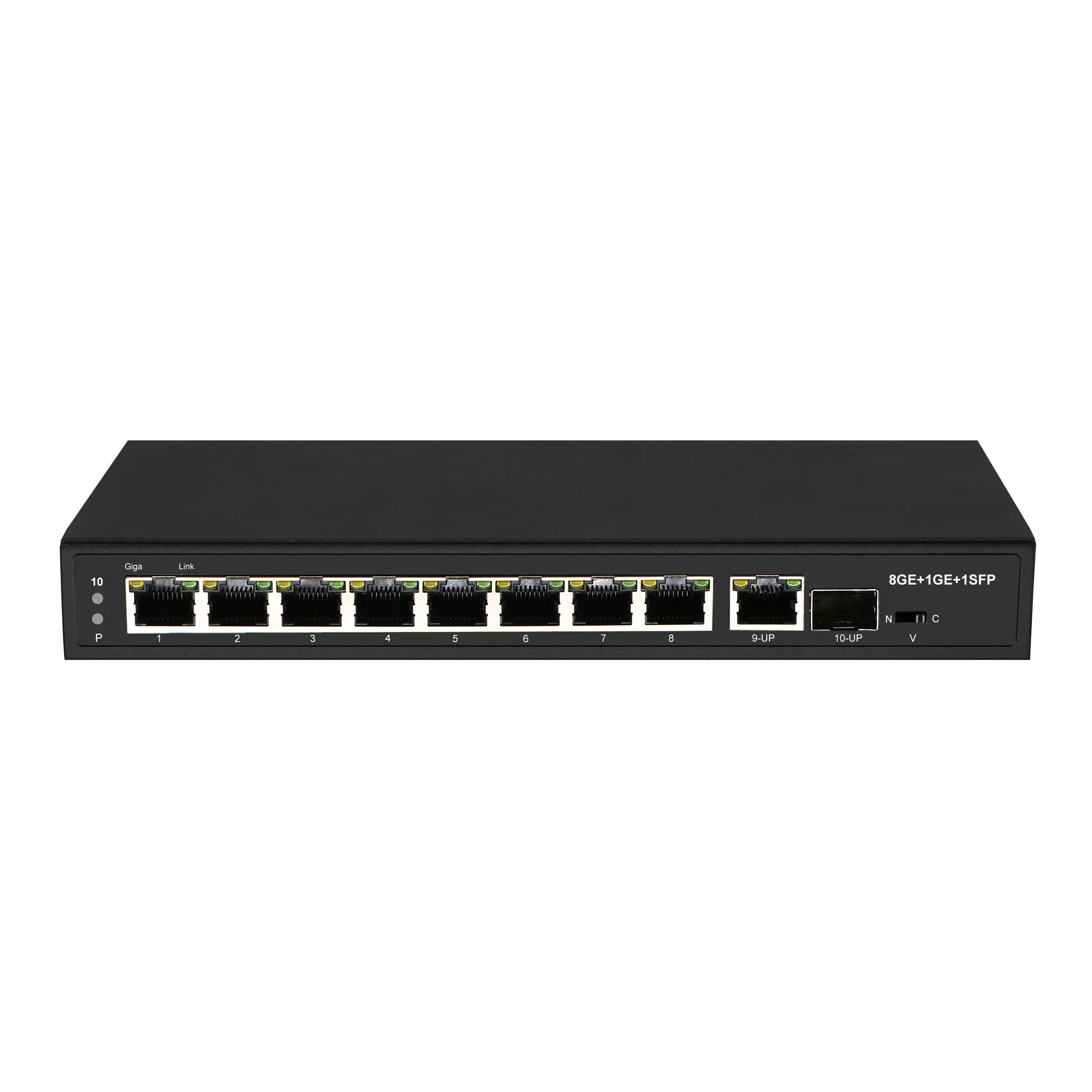 Unmanaged Ethernet Switch 8x10/100/1000M RJ45 1x10/100/1000M RJ45 1x1G SFP, X1500-8T1T1S