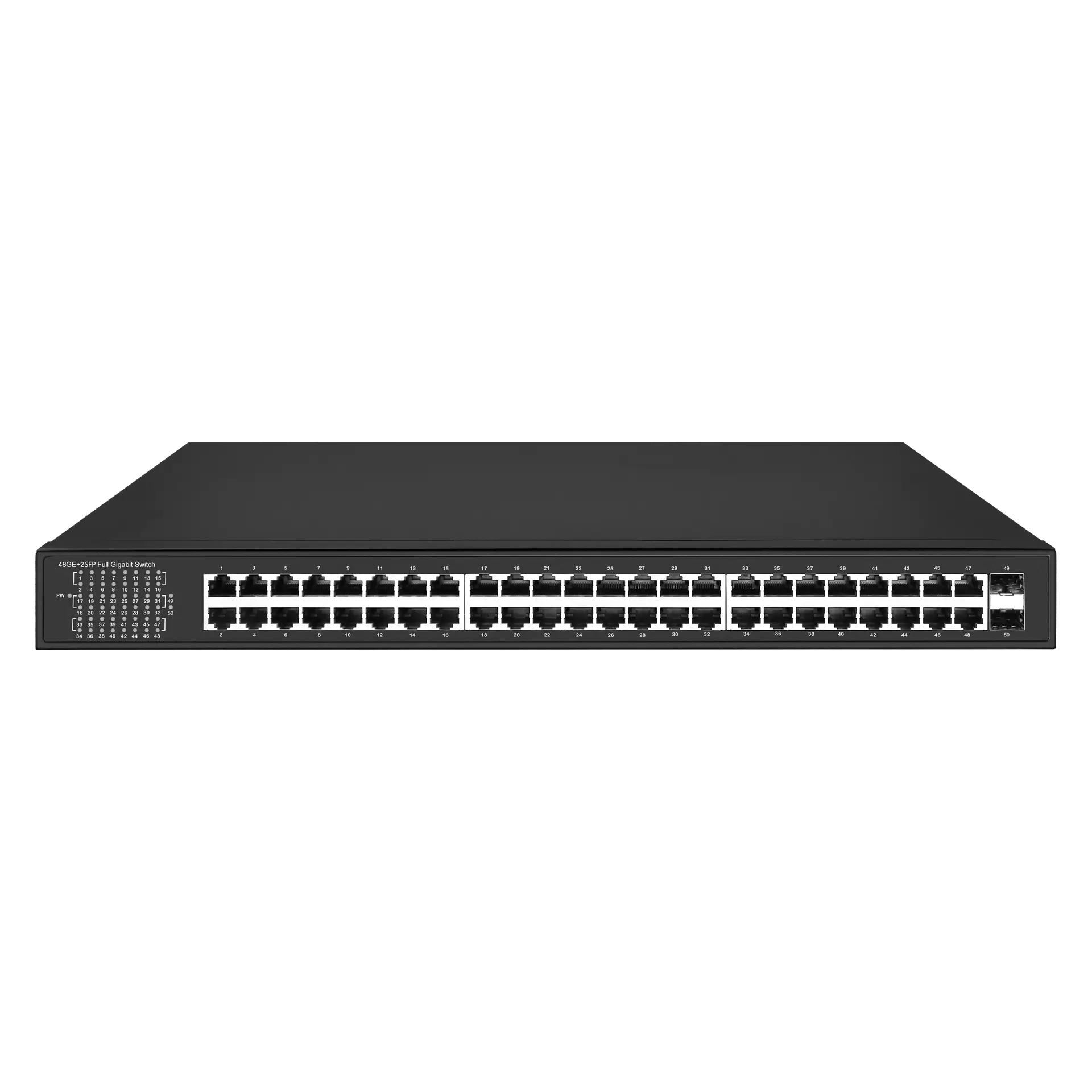 Unmanaged PoE Ethernet Switches 48x10/100/1000M RJ45 2x1G SFP X1500P-48T2S