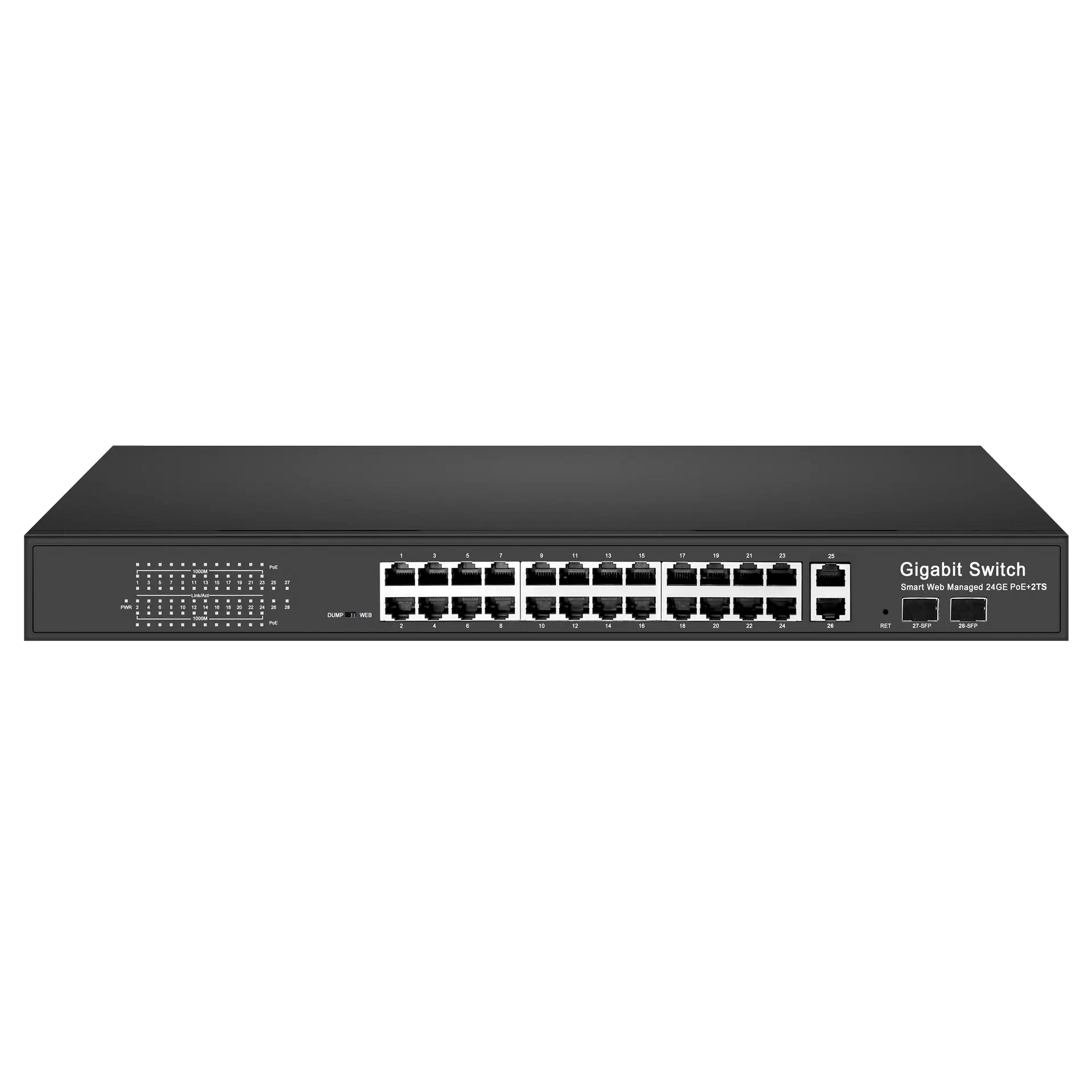 Smart Web Managed PoE Switch 24x10/100/1000M RJ45 2x10/100/1000M RJ45 2x1G SFP, X1510P-24T2T2S