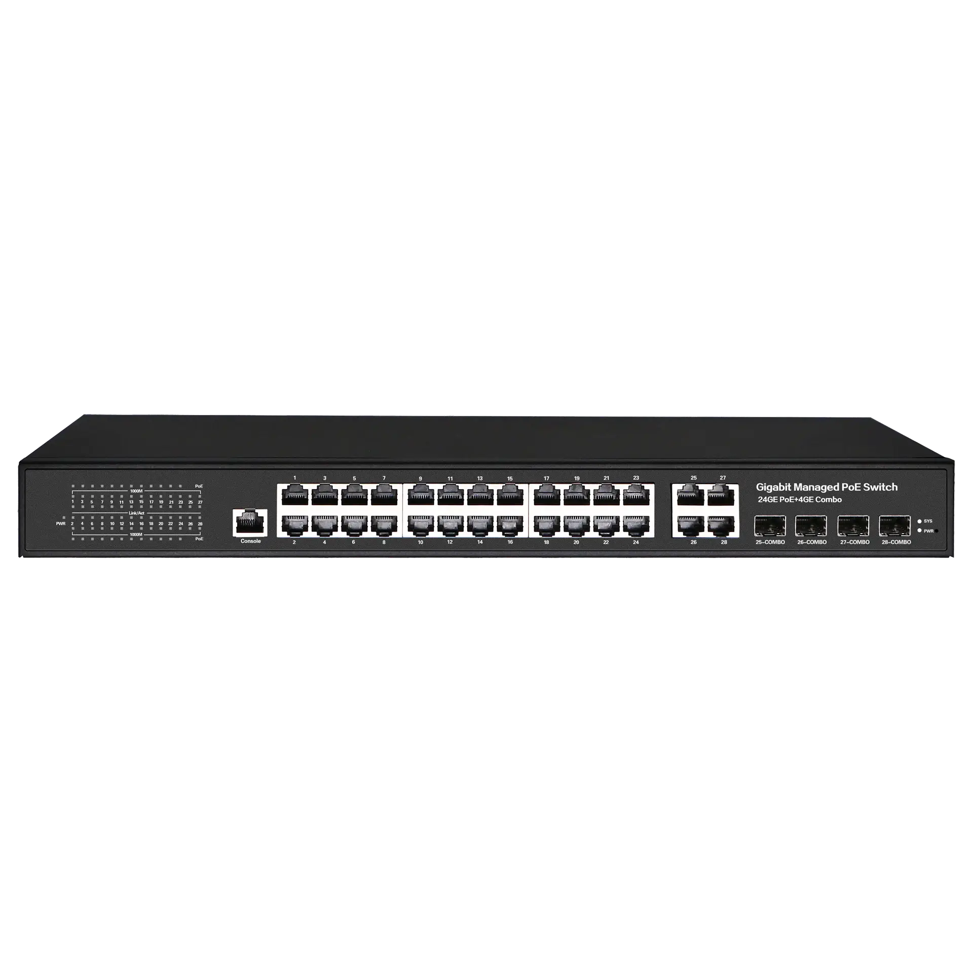 L2+ Managed PoE Switch 24x10/100/1000M RJ45 4x1G Combo(RJ45/SFP), X1550P-24T4TS