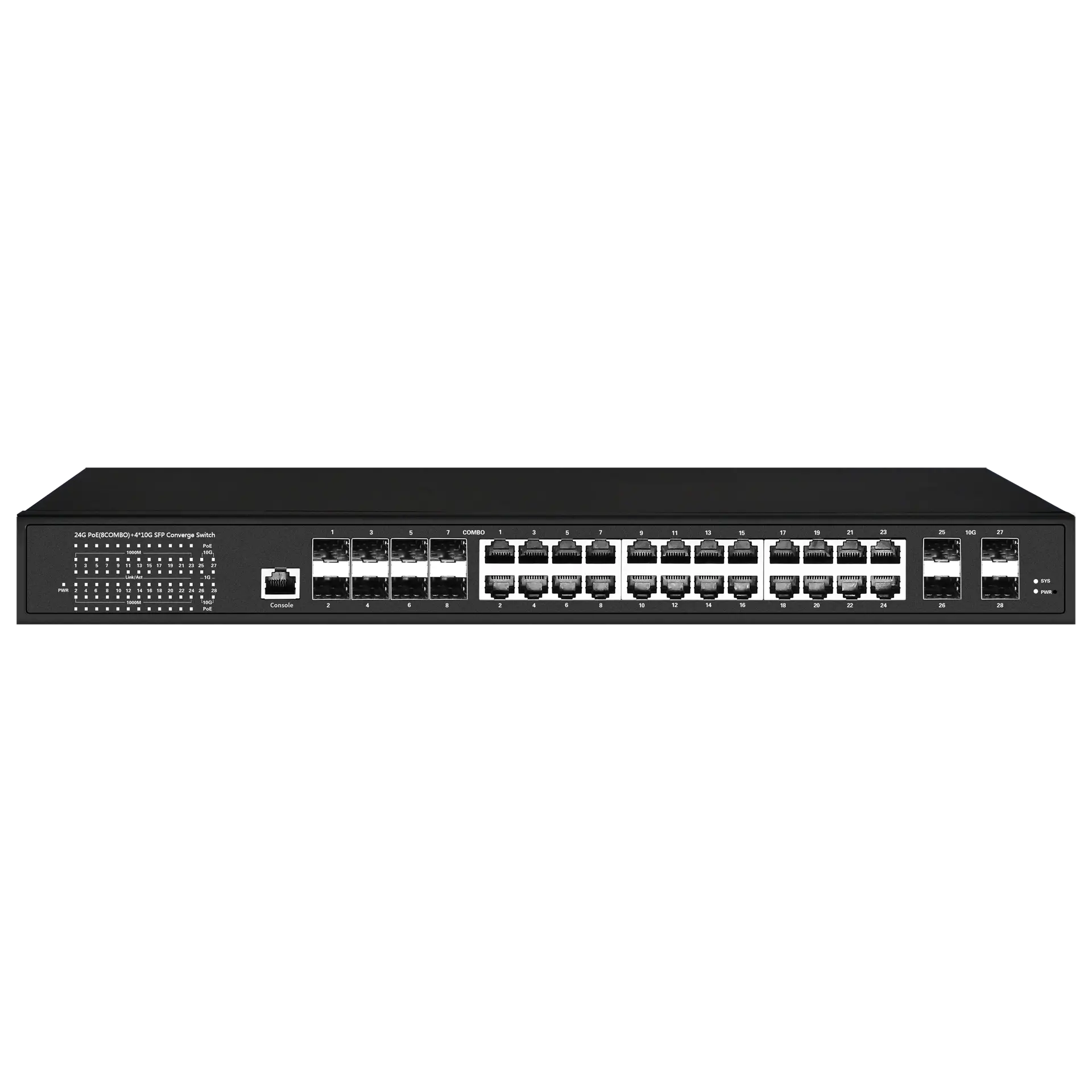 L3 Managed PoE Switch 24x10/100/1000M RJ45 8x1G Combo(RJ45/SFP) 4x10G SFP+, X1580P-24T8TS4X