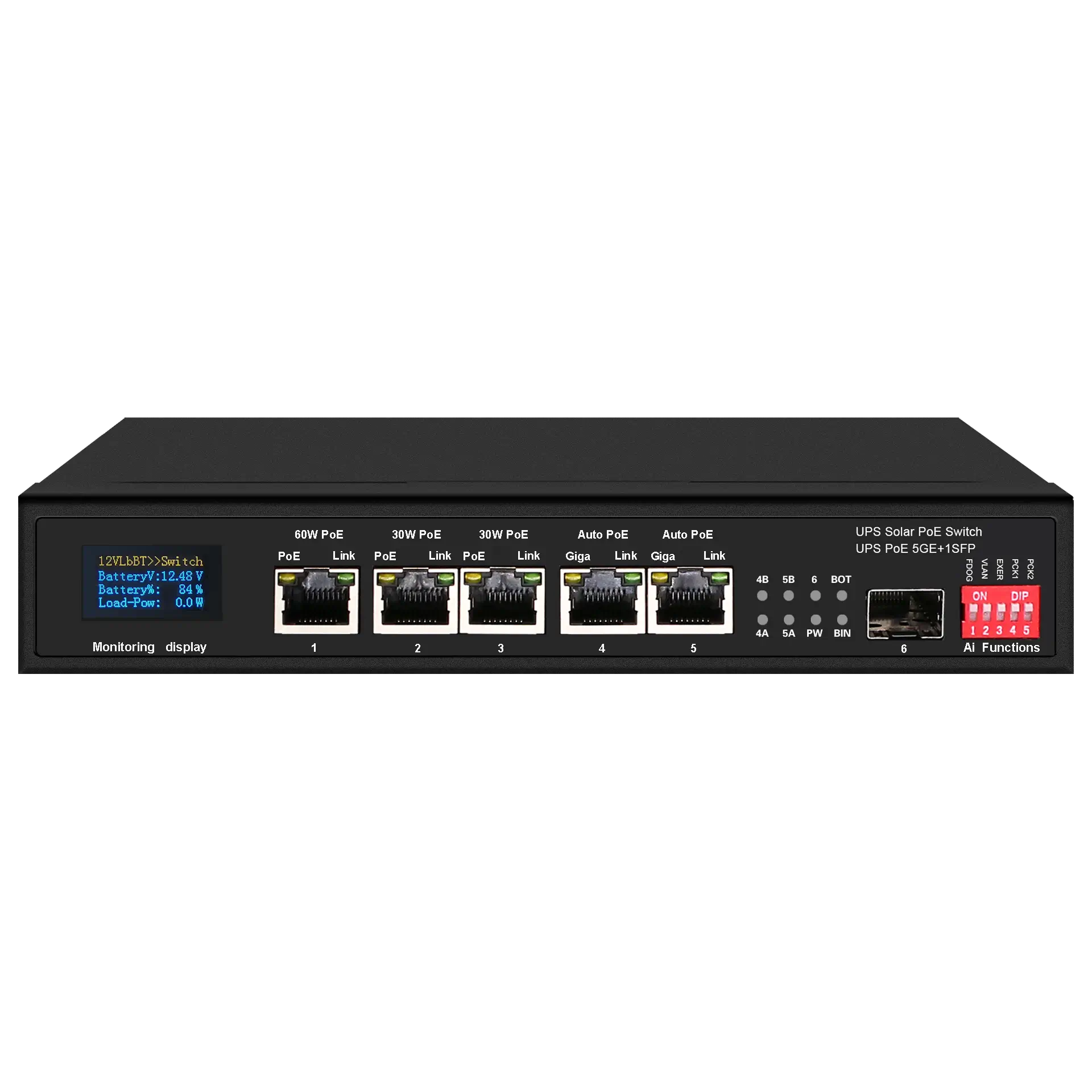Solar PoE Switch Unmanaged 5x10/100/1000M RJ45 1x1G SFP, X2504P-5T1S