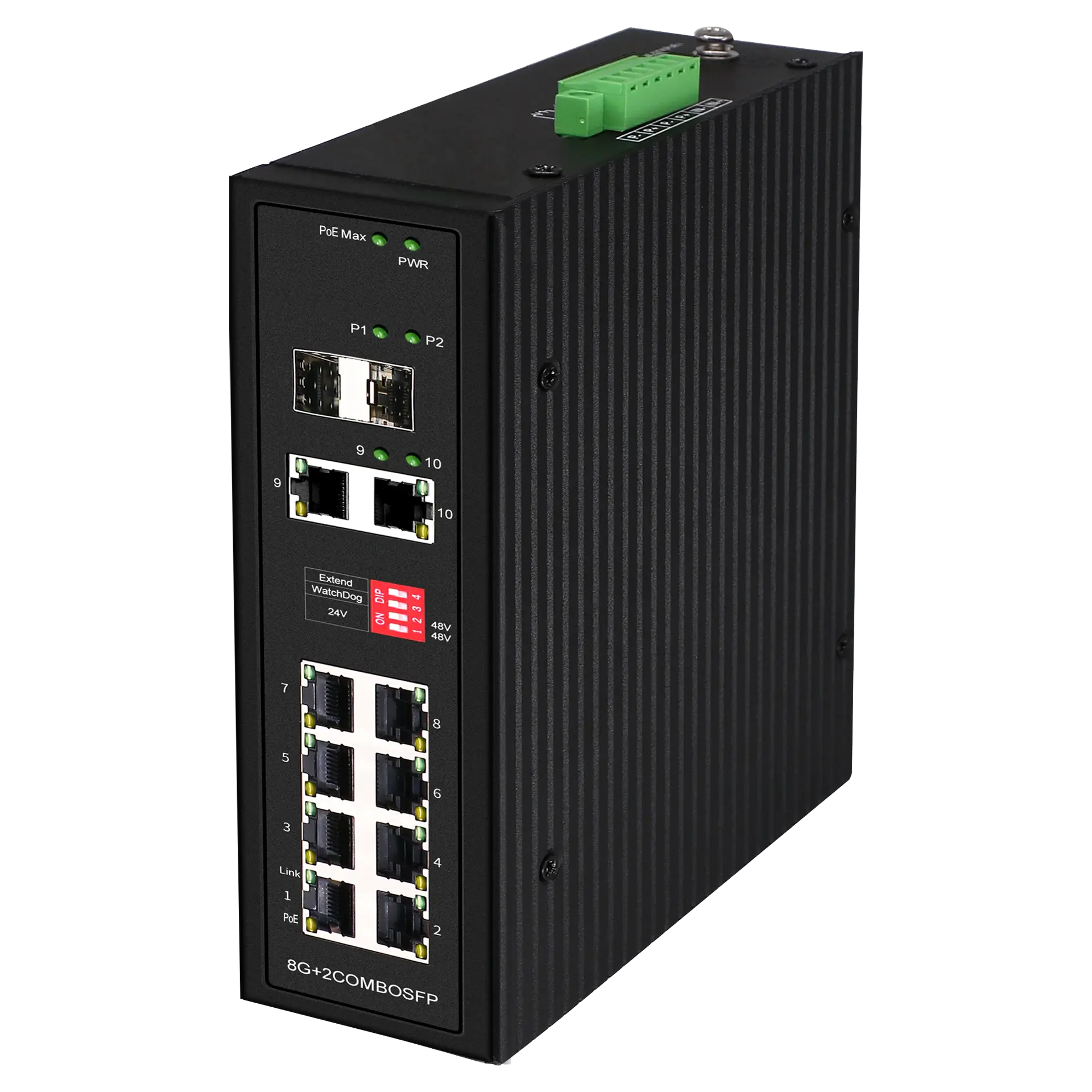 Industrial PoE Switch 8x10/100/1000M RJ45 1x1G SFP, X3500P-8T2S
