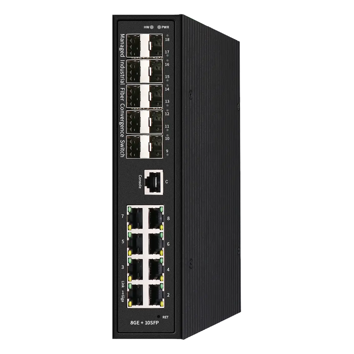 L2 Managed Industrial Switch 8x10/100/1000M RJ45 10x1G SFP, X3550-8T10S